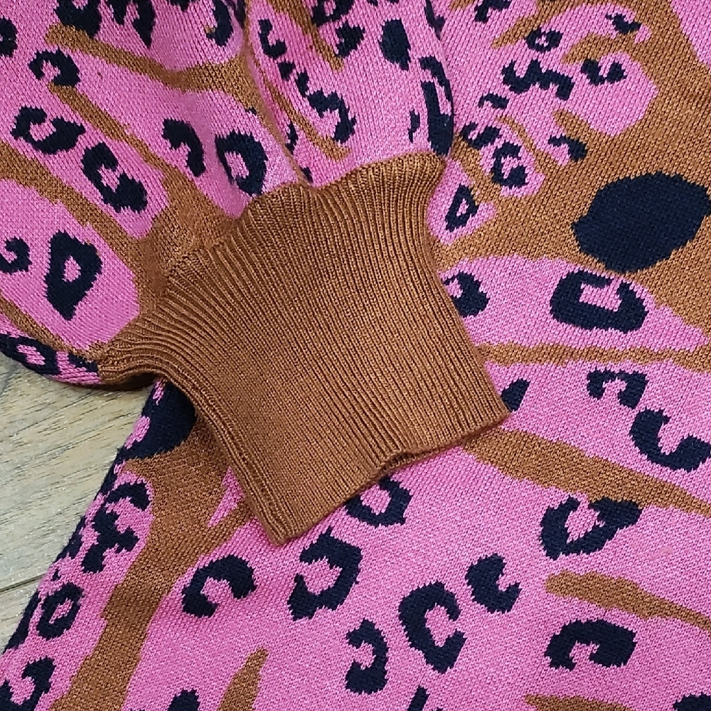 Fate Pink Leaf Print Sweater - Brown & Pink - Picture 2 of 7